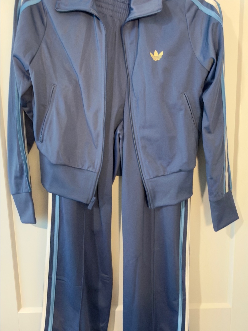 ADIDAS pants & jacket with light-blue stripe accents